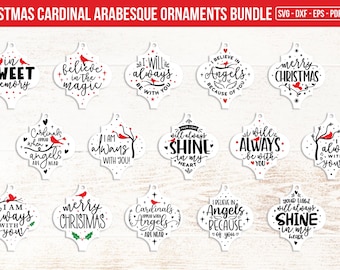 Red Cardinal Christmas Arabesque Ornament SVG Bundle: Xmas Memorial Tile Designs