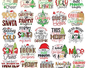 Funny Christmas PNG Bundle: Xmas Sarcastic Quotes Sublimation Designs