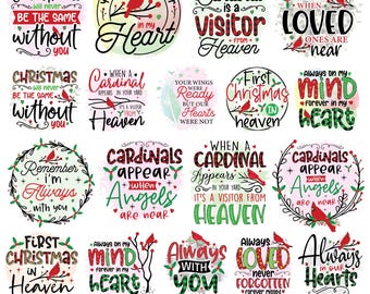 Christmas Cardinal PNG Bundle: Memoral Xmas Red Bird Sublimation Designs