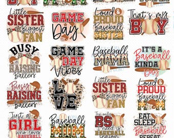Baseball PNG Bundle: Game Day Quotes, Baseball Mom T-shirt Sublimation Designs