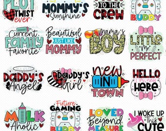 Baby PNG Bundle: Funny Newborn Boy Girl Quotes & Sayings Sublimation Designs