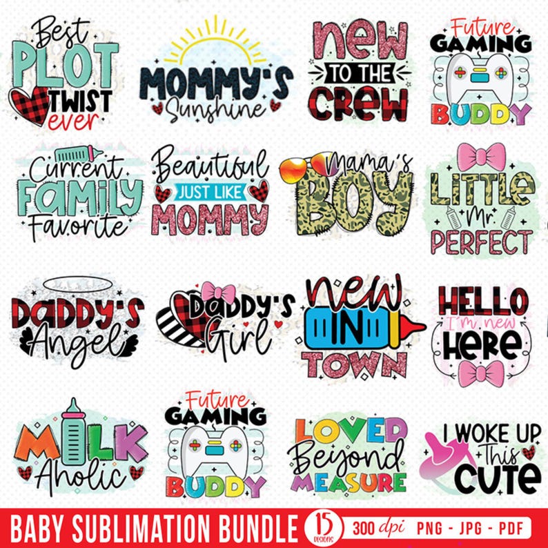 Baby PNG Bundle: Funny Newborn Boy Girl Quotes & Sayings Sublimation ...