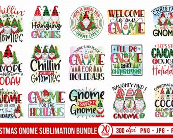 Christmas Gnome PNG Bundle: Funny Xmas Shirt Sublimation Designs