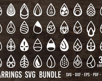 Earrings SVG Bundle: Laser Cut Leather, Teardrop Jewelry Designs