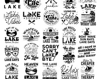 Pacote de arquivos SVG com tema de lago: frases sobre a vida no lago, designs para férias em família, arquivos de corte para Cricut e Silhouette.
