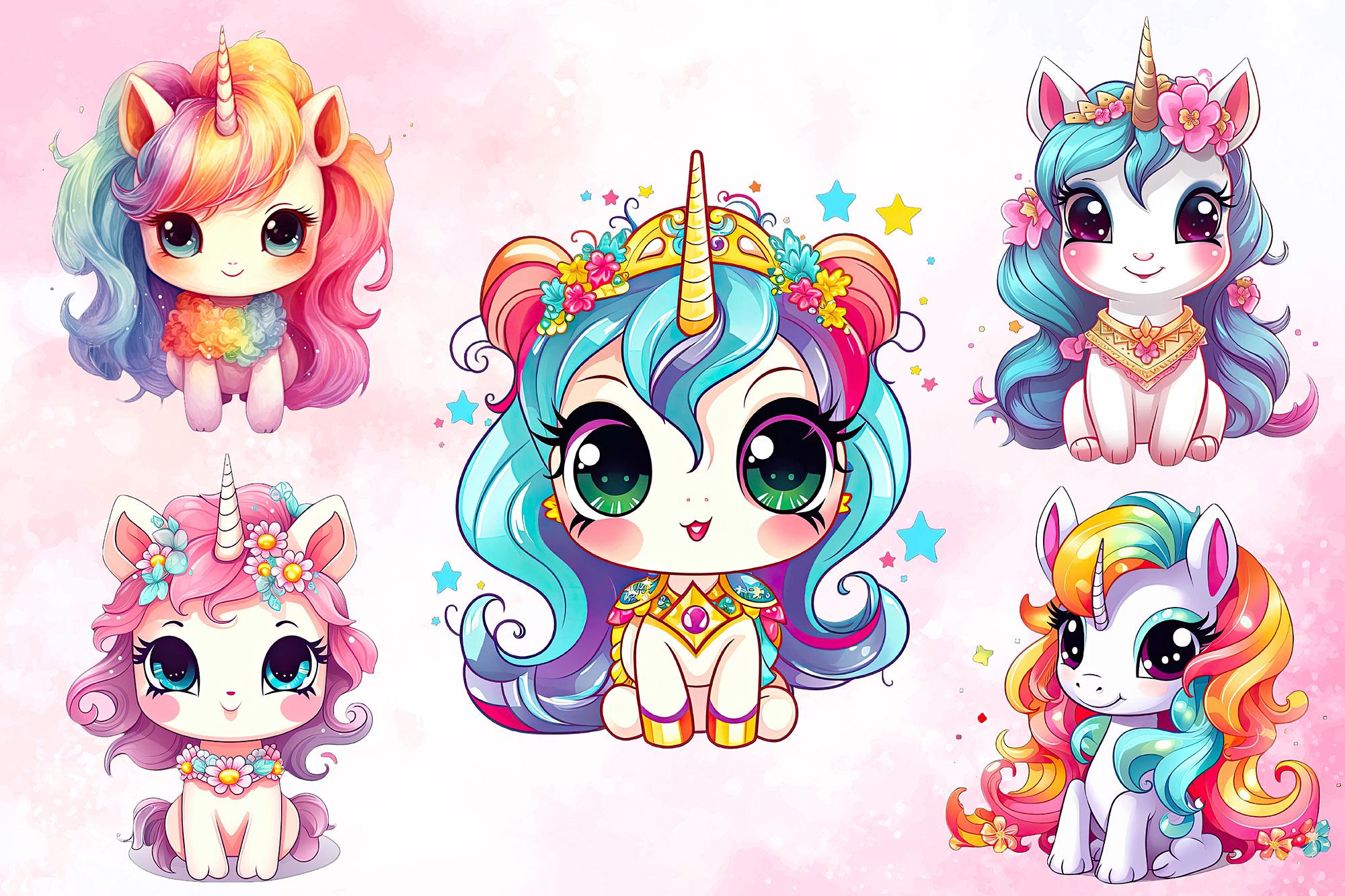 Pastel Baby Unicorn PNG Clipart Bundle: Rainbow Unicorns, Nursery Art ...