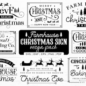 Farmhouse Christmas Sign SVG Bundle: 45 Rustic Holiday Decor Designs (Cricut & Silhouette Files)