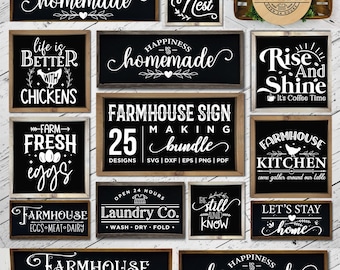Farmhouse Sign Making SVG Bundle: Family, Kitchen, Coffee Wall Decor Designs