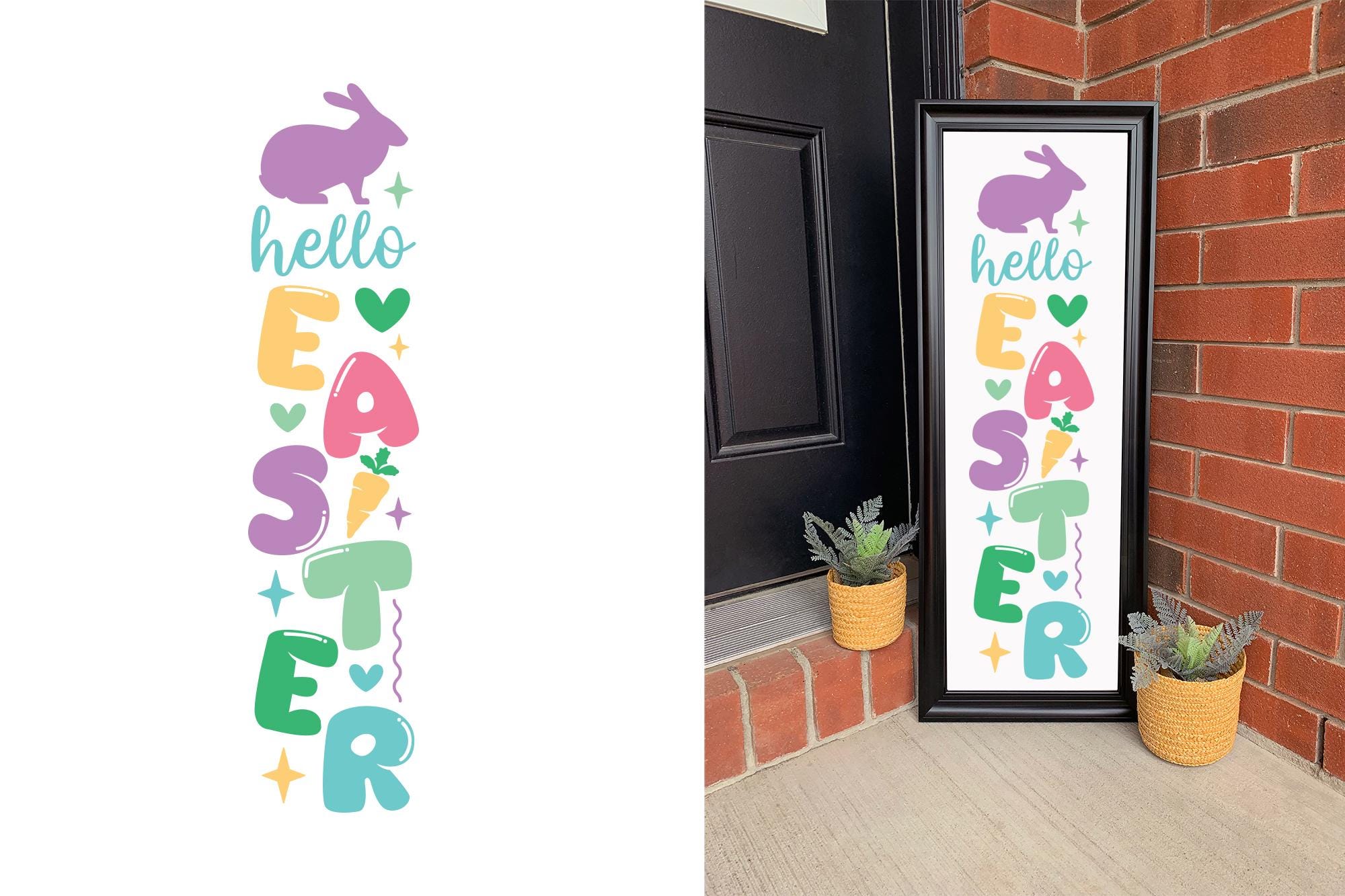 Easter Porch Sign SVG PNG Bundle: Farmhouse Easter Vertical Front ...