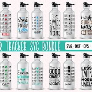 Vattenspårare SVG-paket: Vattenflaska, Tumbler-designer (Cricut- och Silhouette-klippfiler)