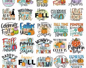 Fall Bundle PNG: Autumn Pumpkin Sublimation Designs (Commercial Use)