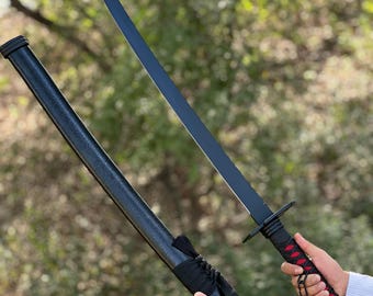 Personalized Black Katana Sword - 41" Samurai Engraved Longsword with Scabbard
