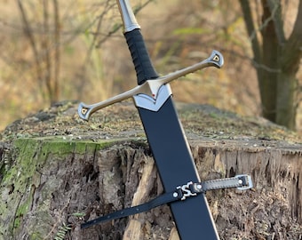 Anduril Sword of Aragorn - Narsil Replica Sword Lord of the Rings LOTR Cosplay Prop, Medieval Fantasy Sword Gift for Him
