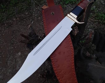 Handmade 18" Crocodile Dundee Bowie Knife with Leather Sheath Best Replica Gift for Him - Groomsman Gift for Anniversary