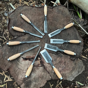 Hand-Forged Woodworking Carving Chisels – 1095 Steel Blades, Ergonomic Handles for Precision and Comfort, Perfect Gift for Husband