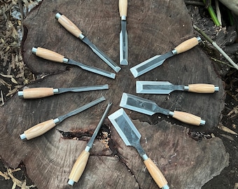 Hand-Forged Woodworking Carving Chisels – 1095 Steel Blades, Ergonomic Handles for Precision and Comfort, Perfect Gift for Husband
