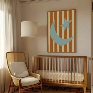 Moon and Star - Kids Wall Art Print – Nursery & Playroom Decor
