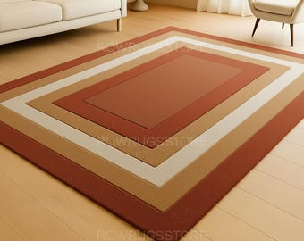 Hand-Tufted New Zealand Wool Area Rug – Earth Tone Geometric Carpet