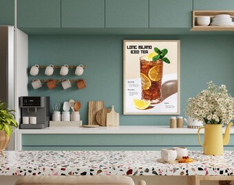 Long Island Iced Tea Cocktail Print: Modern Kitchen & Home Bar Art (Digital Download)