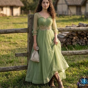 etsy sage green dress Sage Green Long Wrap Crepe Dress, Bridesmaid Dress, Wedding Guest Dress, Formal Dress, Cocktail Dress, Evening Dress, Ruffle Dress