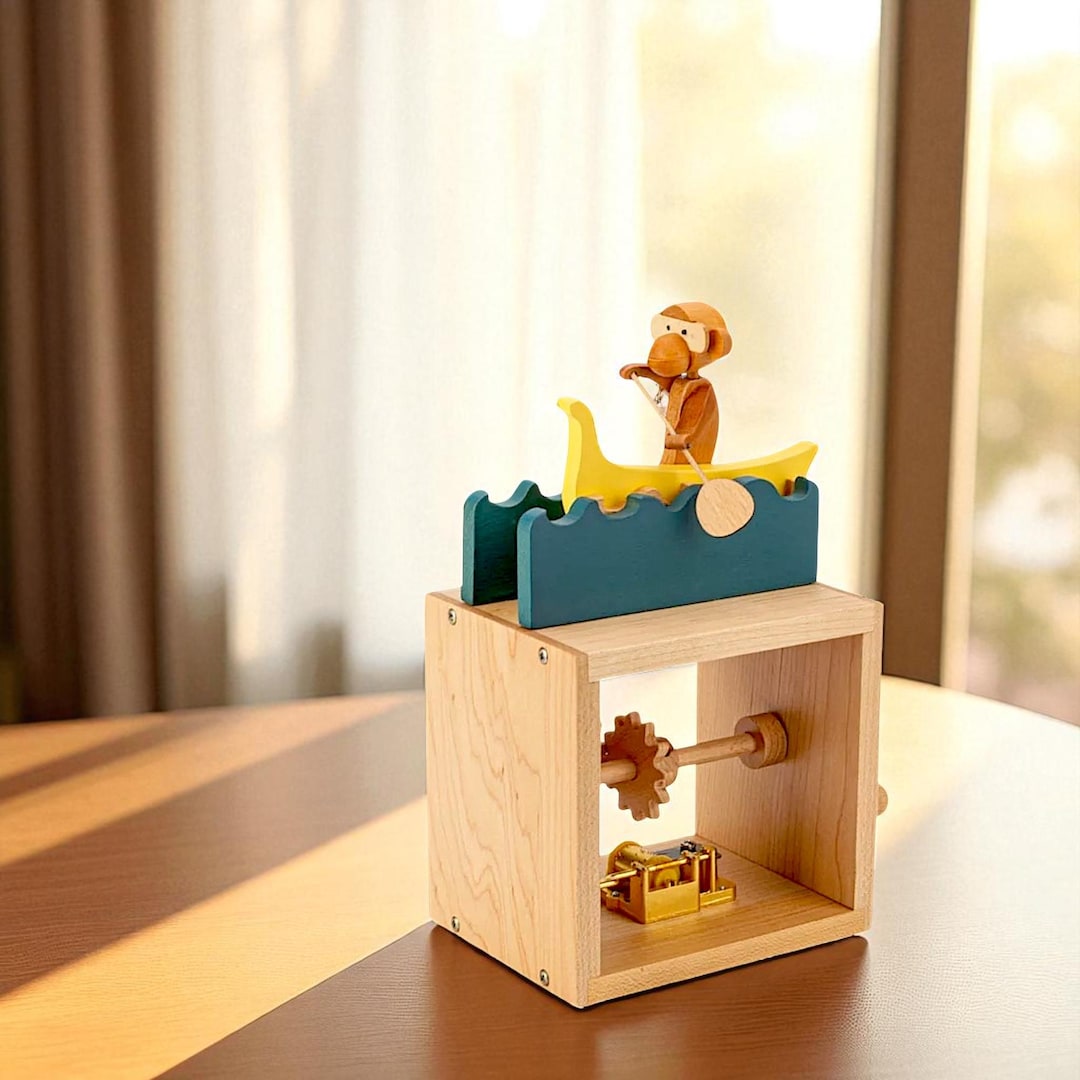 Wooden Monkey Automata Music Box | Handmade Beech Wood Sculpture | Hand ...