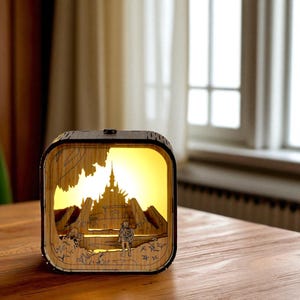 Zelda Music Box Lamp | 3D LED Light Theme Chest | Handmade Wooden Night Lamp | Anime Inspired Collectible | Vintage Desk Display Ornament