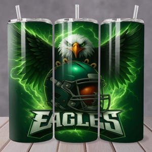 Eagle Football Tumbler Wrap Sport Mascot Sublimation Design Digital Download)