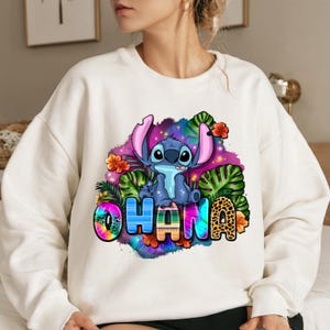 Floral Stitch PNG Ohana Sublimation Design Digital Download