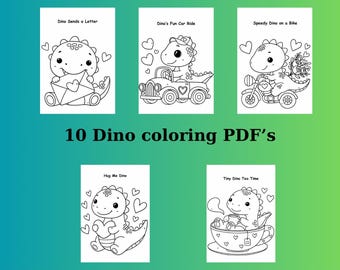 10 süße Dinosaurier Malseiten für Kinder | Druckbares Malbuch | Vorschule Kleinkind Aktivität | Sofort Download PDF