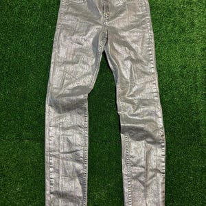 Metallic Skinny Jeans - Etsy Silver metallic skinny archive