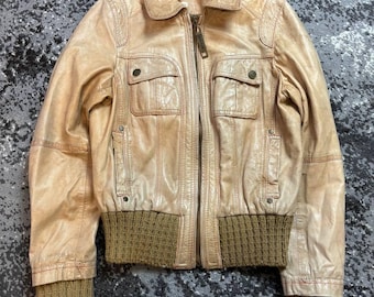 Vintage Y2K River Island Leather Style Opium Owens Style gestrickte avantgardistische Jack