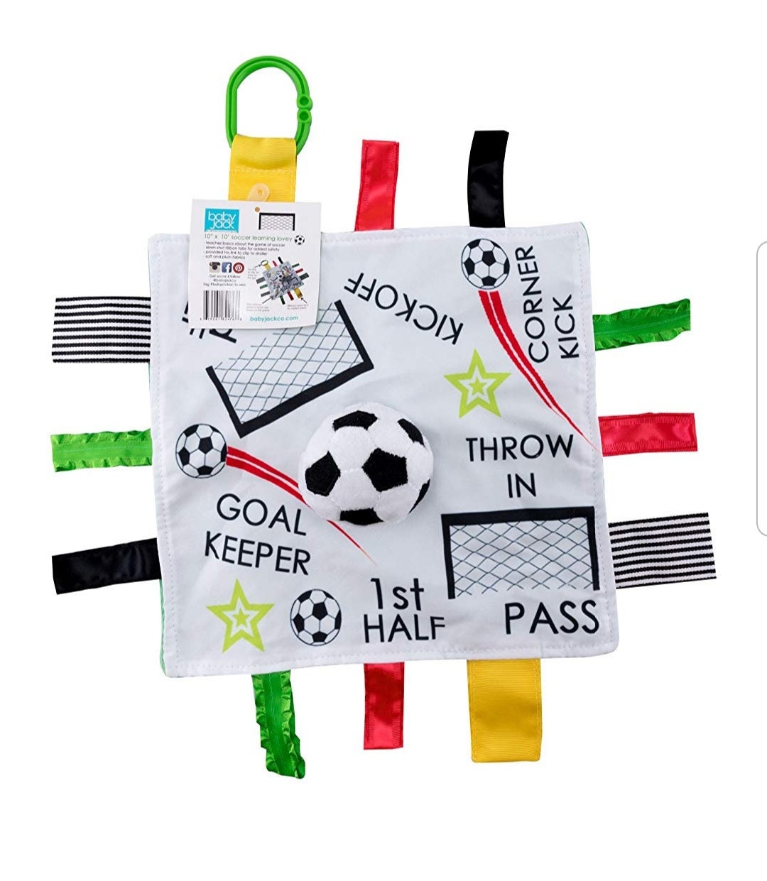 Baby Jack & Co 10x10 Soccer Sports Lovey Sensory Plush Blanket Tag Toys Baby Stroller Toy MVP
