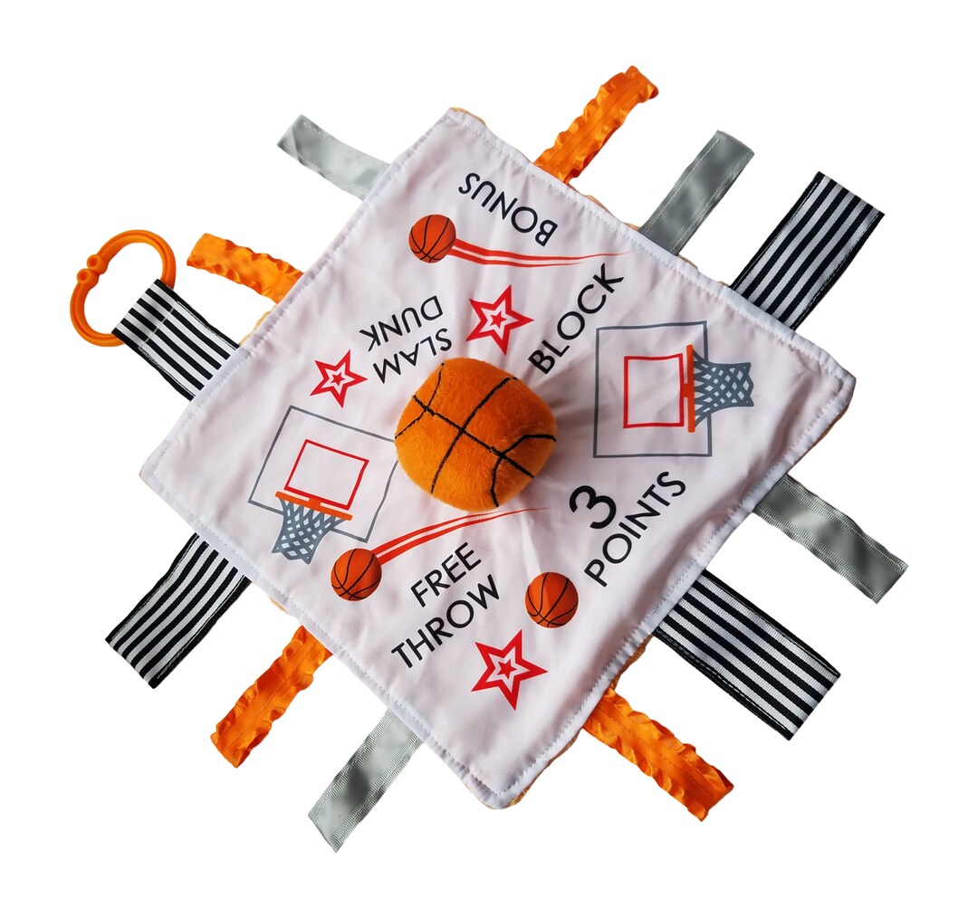 Baby Jack & Co 10x10 Basketball Sports Lovey Sensory Plush Blanket Tag