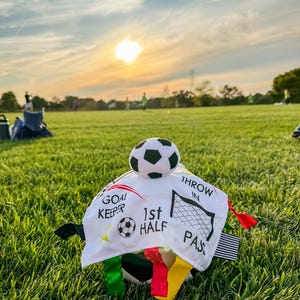 Baby Jack & Co 10x10” Soccer Football Sports Lovey Sensory Plush - Tag Toys - Baby Stroller Toy - MVP Baby Ball Toy - MLS Messi Ronaldo