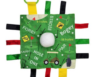 Golf Lovey Sensory Blanket: Baby Jack & Co. Sports Tag Toy