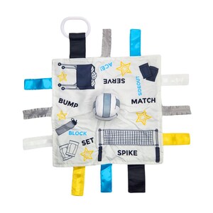 Volleyball Lovey: Sensory Plush Tag Blanket, Stroller Toy