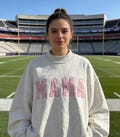 Oversized Gingham Appliqué Mom Sweatshirt | Personalized Mama Mockneck | Mothers Day Gift | Gift for Her product logo