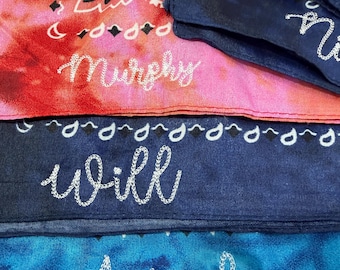 Embroidered Chainstitch Name Bandana | Personalized Western Scarf | Bachelorette Party Gift