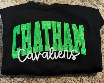 Custom School Spirit Glitter Appliqué Sweatshirt | Personalized Mascot Embroidered Crewneck | Game Day Gift