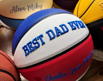 Personalized 3D Embroidered Basketball | Basketball Dad Gift | Fathers Day Keepsake Ball