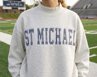 Personalized Embroidered Appliqué Game Day Mockneck | Custom College Team Mascot Sweatshirt