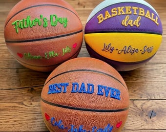 Balón de baloncesto personalizado bordado en 3D / Regalo para papá aficionado al baloncesto / Balón de recuerdo para el Día del Padre