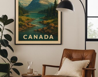 Banff Canada Travel Poster: Vintage Canadian Rockies Art Print