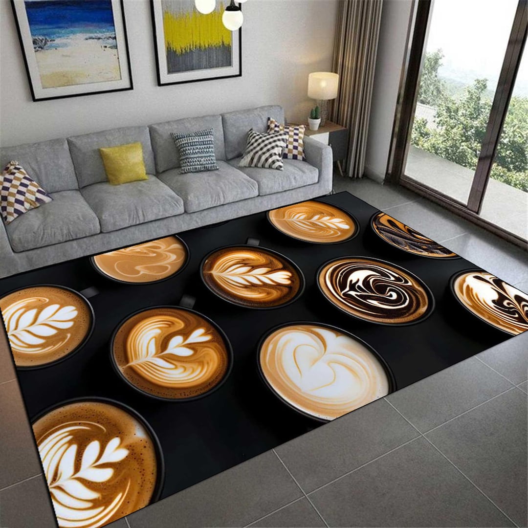 Cafe Rugs Coffee Latte Art Rug, Non-slip Barista Floor Mat, Machine Washable - Etsy