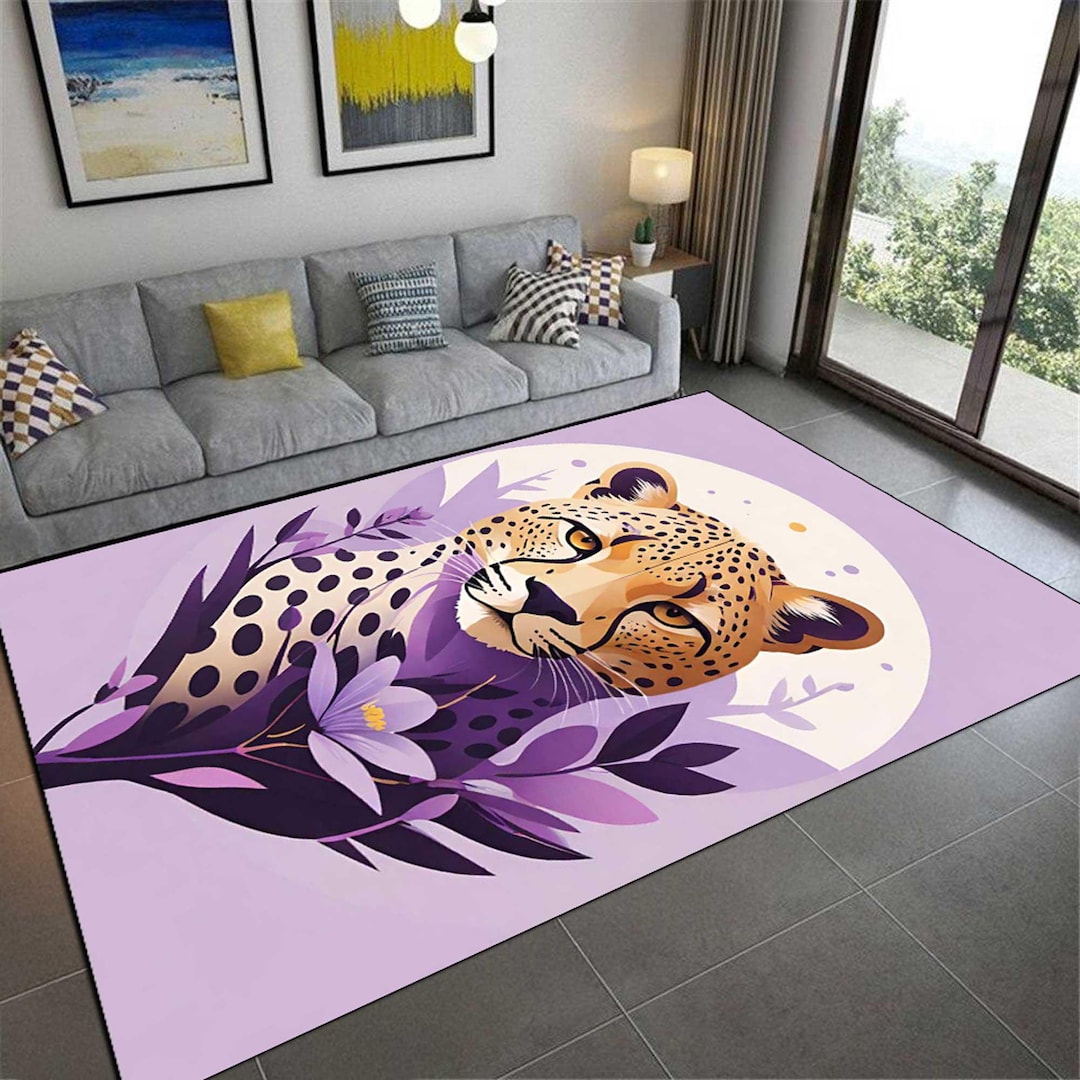Display Animal Rug Leopard Area Rug,non-slip,machine Washable,animal Print Rug,jungle ...