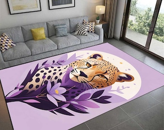 Leopard Teppich, rutschfest, maschinenwaschbar
