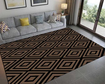 Custom Geometric Rug: Non-Slip, Machine Washable Polyester