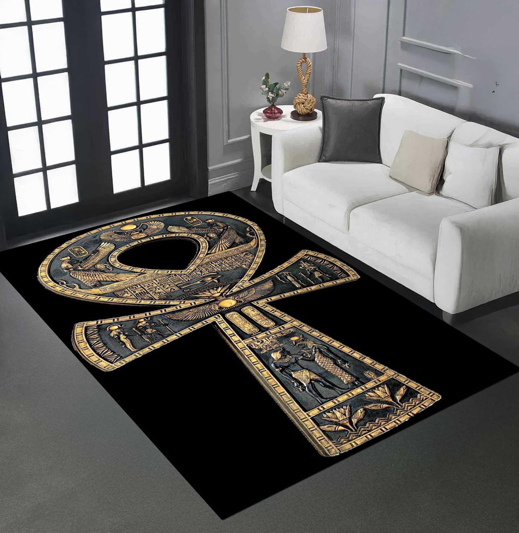 Egyptian Ankh Symbol Rug, Mystical Occult Floor Decor, Non-slip - Etsy