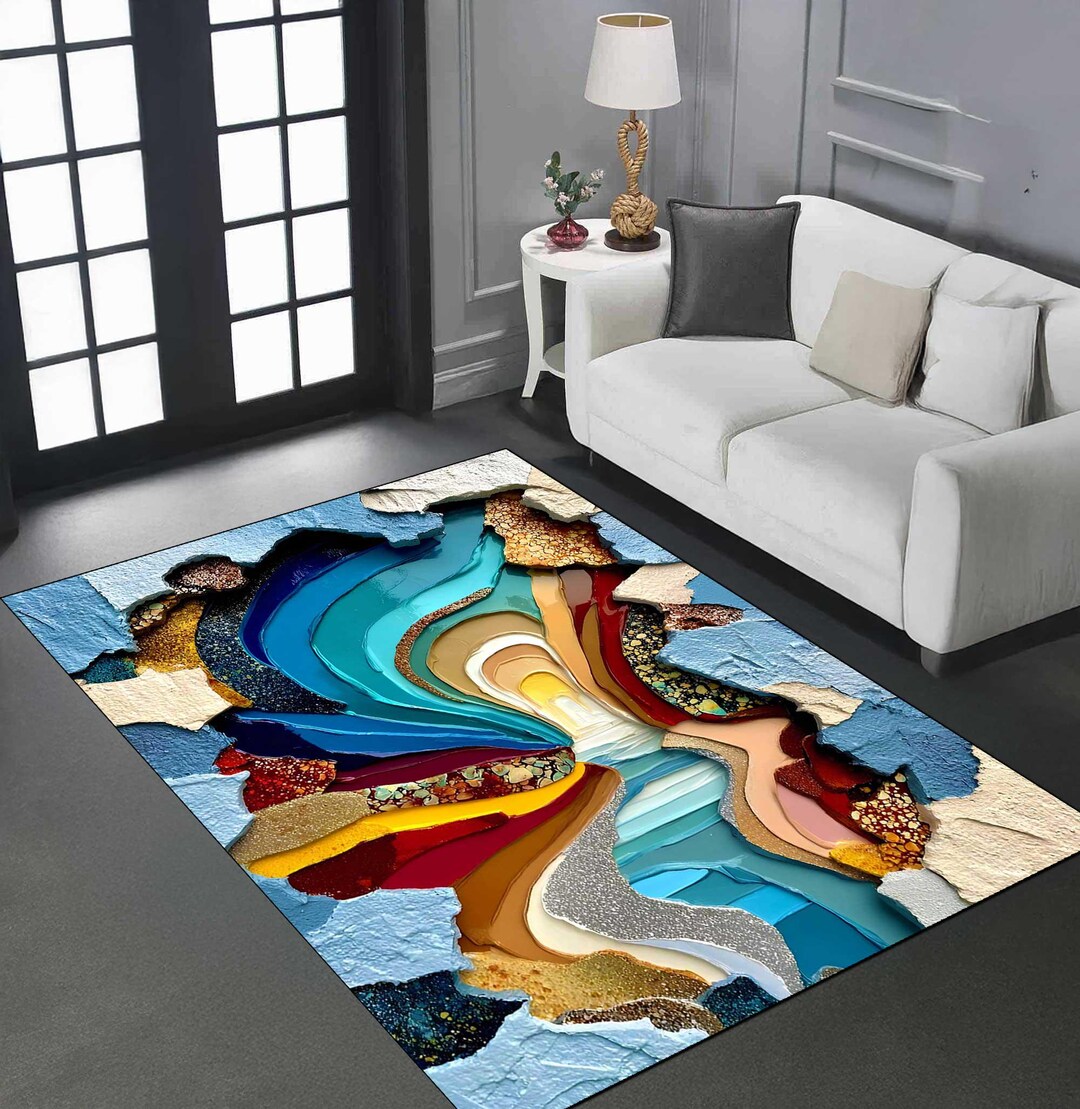 Abstract Colorful Area Rug, 3D Geometric Floor Mat - Etsy