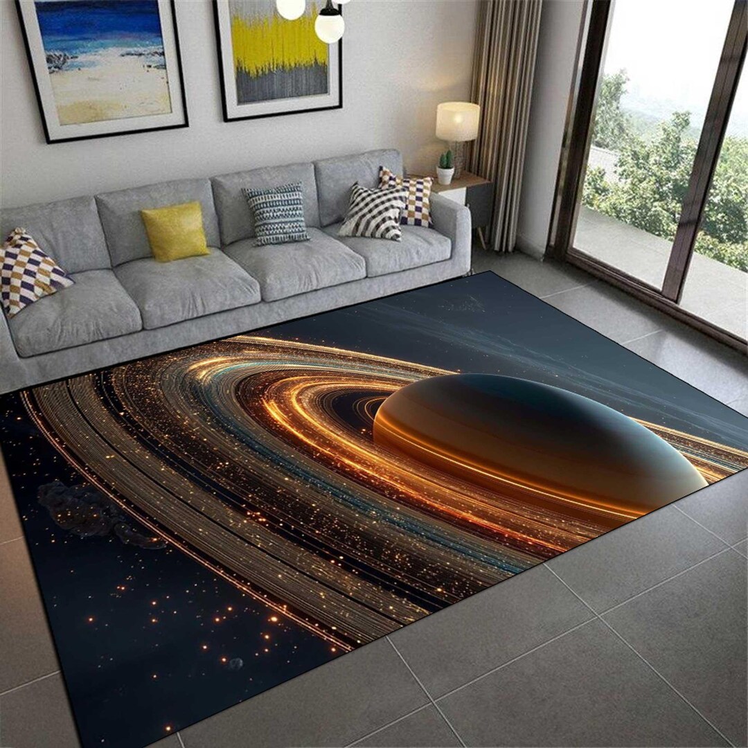 Galaxy Rug, Space Rug, Planet Area Rug, Saturn Rings Decor, Astronomy ...